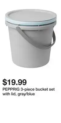 IKEA PEPPRIG 3-piece bucket set with lid, gray/blue offer