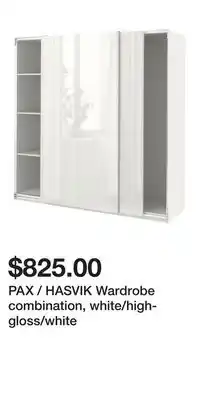 IKEA PAX / HASVIK Wardrobe combination, white/high-gloss/white offer