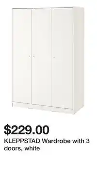 IKEA KLEPPSTAD Wardrobe with 3 doors, white offer