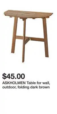 IKEA ASKHOLMEN Table for wall, outdoor, folding dark brown offer