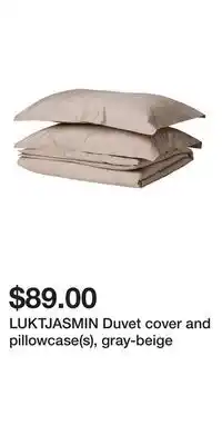 IKEA LUKTJASMIN Duvet cover and pillowcase(s), gray-beige offer