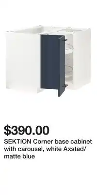 IKEA SEKTION Corner base cabinet with carousel, white Axstad/matte blue offer