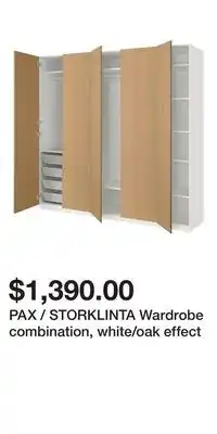 IKEA PAX / STORKLINTA Wardrobe combination, white/oak effect offer