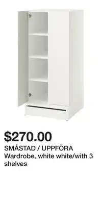 IKEA SMÅSTAD / UPPFÖRA Wardrobe, white white/with 3 shelves offer