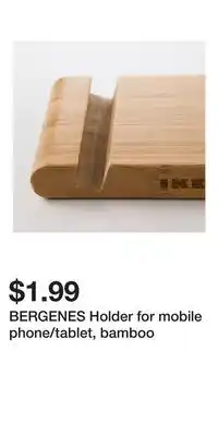 IKEA BERGENES Holder for mobile phone/tablet, bamboo offer