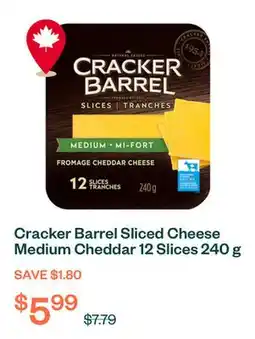 Voilà Cracker Barrel Sliced Cheese Medium Cheddar 12 Slices 240 g offer