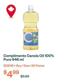 Voilà Compliments Canola Oil 100% Pure 946 ml offer