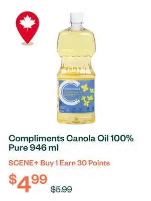 Voilà Compliments Canola Oil 100% Pure 946 ml offer