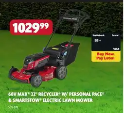 Home Hardware 60V MAX 22 RECYCLER W/PERSONAL PACE & SMARTSTOW ELECTRIC LAWN MOWER offer