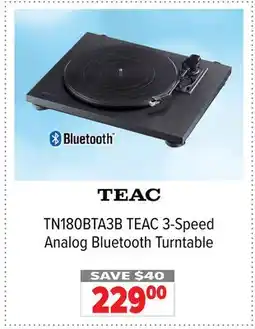 2001 Audio Video TN180BTA3B TEAC 3-Speed Analog Bluetooth Turntable offer