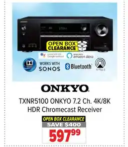 2001 Audio Video TXNR5100 ONKYO 7.2 Ch. 4K/8K HDR Chromecast Receiver offer