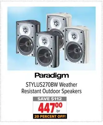 2001 Audio Video STYLUS270BW Weather Resistant Outdoor Speakers offer