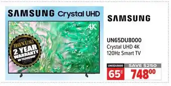 2001 Audio Video UN65DU8000 65 Crystal UHD 4K 120Hz Smart TV offer