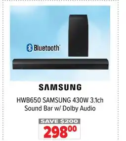2001 Audio Video HWB650 SAMSUNG 430W 3.1ch Sound Bar w/Dolby Audio offer