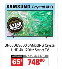 2001 Audio Video UN65DU8000 SAMSUNG 65 Crystal UHD 4K 120Hz Smart TV offer