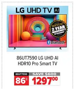 2001 Audio Video 86UT7590 LG 86 UHD AI HDR10 Pro Smart TV offer
