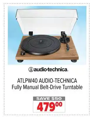2001 Audio Video ATLPW40 AUDIO-TECHNICA Fully Manual Belt-Drive Turntable offer