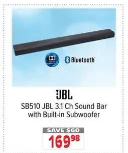 2001 Audio Video SB510 JBL 3.1 Ch Sound Bar with Built-in Subwoofer offer