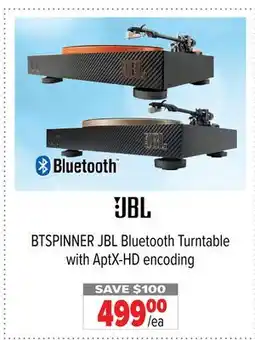 2001 Audio Video BTSPINNER JBL Bluetooth Turntable with AptX-HD encoding offer