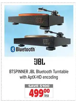 2001 Audio Video BTSPINNER JBL Bluetooth Turntable with AptX-HD encoding offer