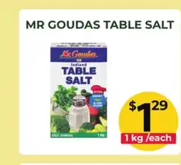 Food World Supermarket MR GOUDAS TABLE SALT offer