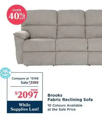 La Z Boy Brooks Fabric Reclining Sofa offer
