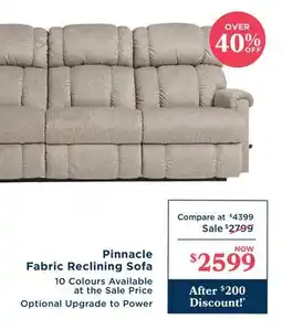 La Z Boy Pinnacle Fabric Reclining Sofa offer
