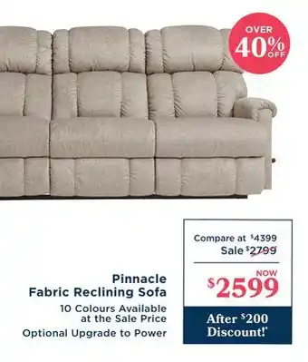 La Z Boy Pinnacle Fabric Reclining Sofa offer