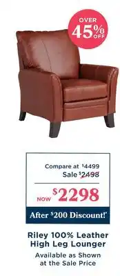 La Z Boy Riley 100% Leather High Leg Lounger offer