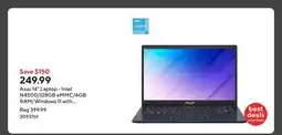 Staples Asus 14 Laptop - Intel N4500/128GB eMMC/4GB RAM/Windows 11 with 1-year of Microsoft 365 offer