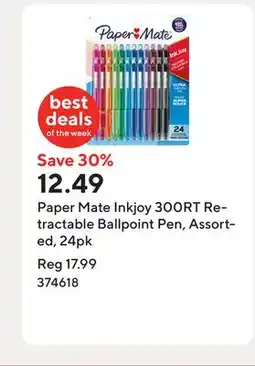 Staples Paper Mate Inkjoy 300RT Retractable Ballpoint Pen, Assorted, 24pk offer