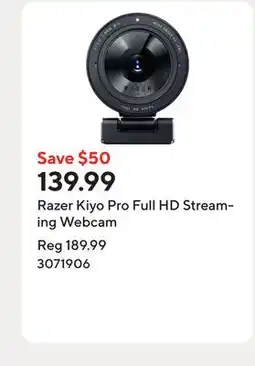 Staples Razer Kiyo Pro Full HD Streaming Webcam offer