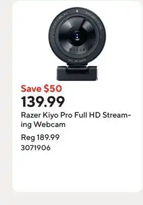 Staples Razer Kiyo Pro Full HD Streaming Webcam offer