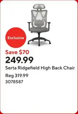 Staples Serta Ridgefield High Back Chair offer