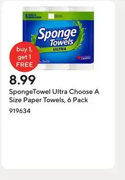 Staples SpongeTowel Ultra Choose A Size Paper Towels, 6 Pack offer