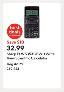 Staples Sharp ELW535XGBWH Write View Scientific Calculator offer