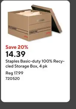 Staples Staples Basic-duty 100% Recycled Storage Box, 4 pk offer