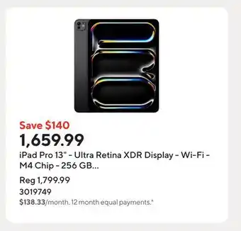 Staples iPad Pro 13 - Ultra Retina XDR Display - Wi-Fi - M4 Chip - 256 GB - Space Black offer