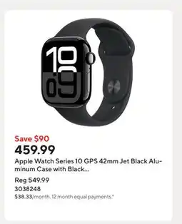Staples Apple Watch Series 10 GPS 42mm Jet Black Aluminum Case with Black Sport Band - S/M offer