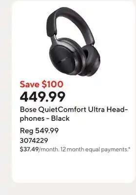 Staples Bose QuietComfort Ultra Headphones - Black offer