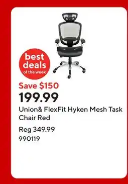 Staples Union& FlexFit Hyken Mesh Task Chair Red offer