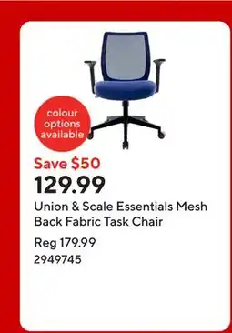 Staples Union & Scale Essentials Mesh Back Fabric Task Chair offer