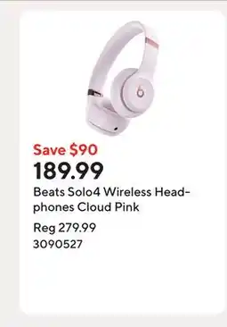 Staples Beats Solo4 Wireless Headphones Cloud Pink offer