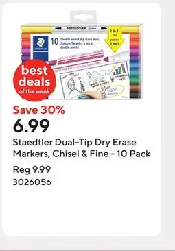 Staples Staedtler Dual-Tip Dry Erase Markers, Chisel & Fine - 10 Pack offer