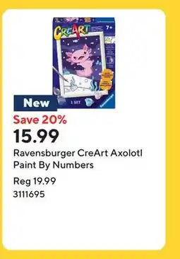 Staples Ravensburger CreArt Axolotl Paint By Numbers offer