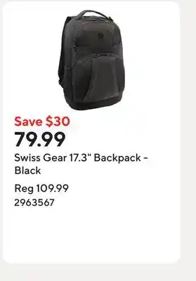 Staples Swiss Gear 17.3 Backpack - Black offer