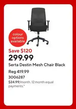 Staples Serta Destin Mesh Chair Black offer