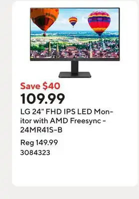 Staples LG 24 FHD IPS LED Monitor with AMD Freesync - 24MR41S-B offer