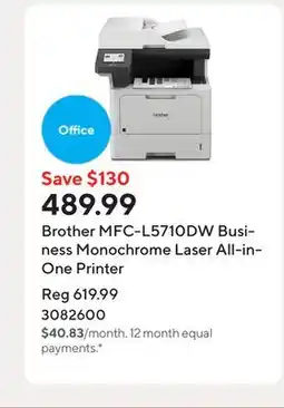 Staples Brother MFC-L5710DW Business Monochrome Laser All-in-One Printer offer