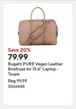 Staples Bugatti PURE Vegan Leather Briefcase for 15.6 Laptop - Taupe offer